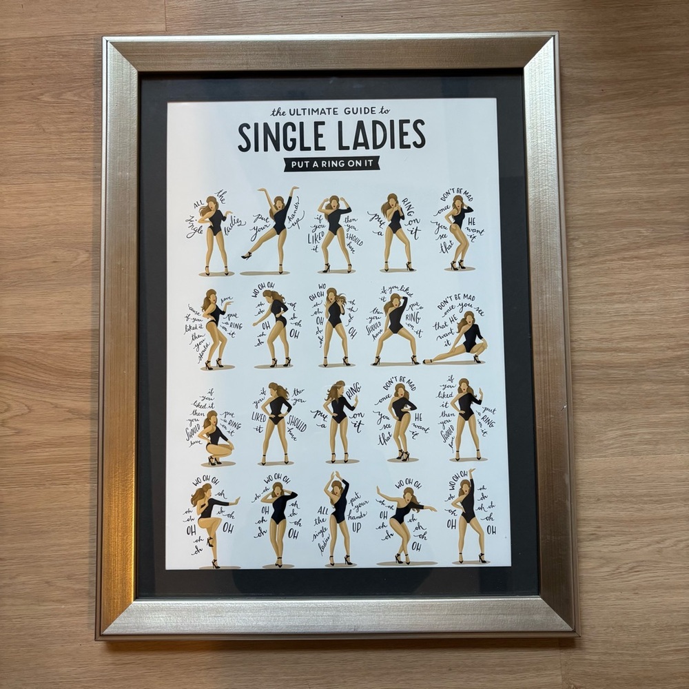 Beyonce Framed “Single Ladies” Dance Framed Poster/Wall Art - Black and Gold